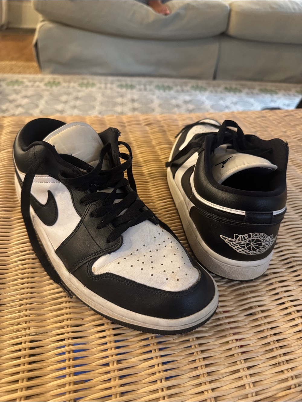 Nike Black and White Low-Top Jordan sneakers